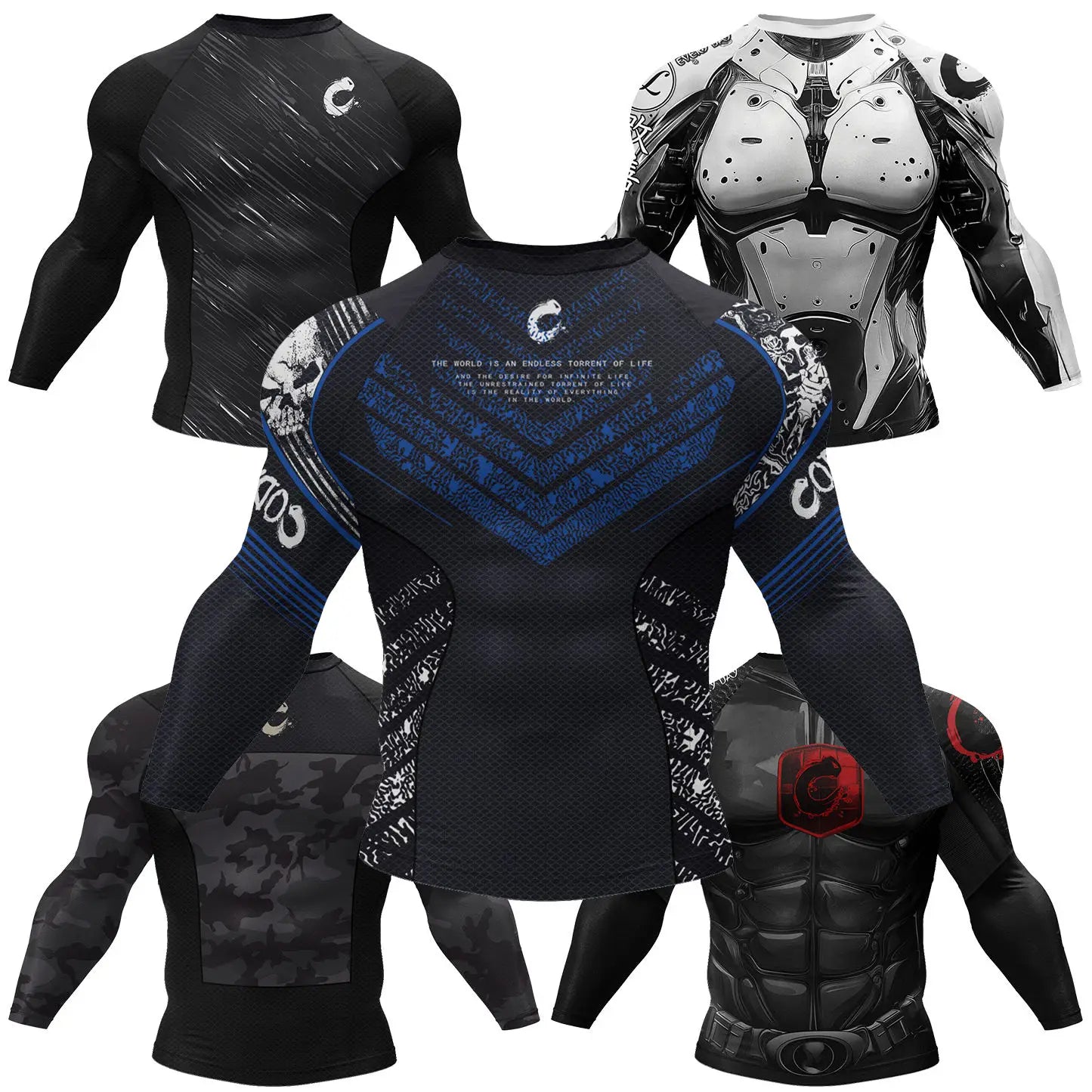NEXAROK "SHADOW" Long Sleeve Combat Rashguard – White/Black