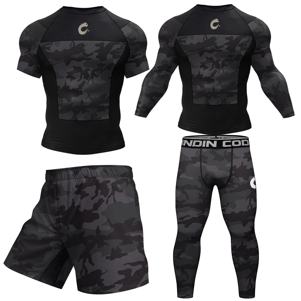 NEXAROK "WAR CORE" Long Sleeve Combat Rashguard – Black Camo