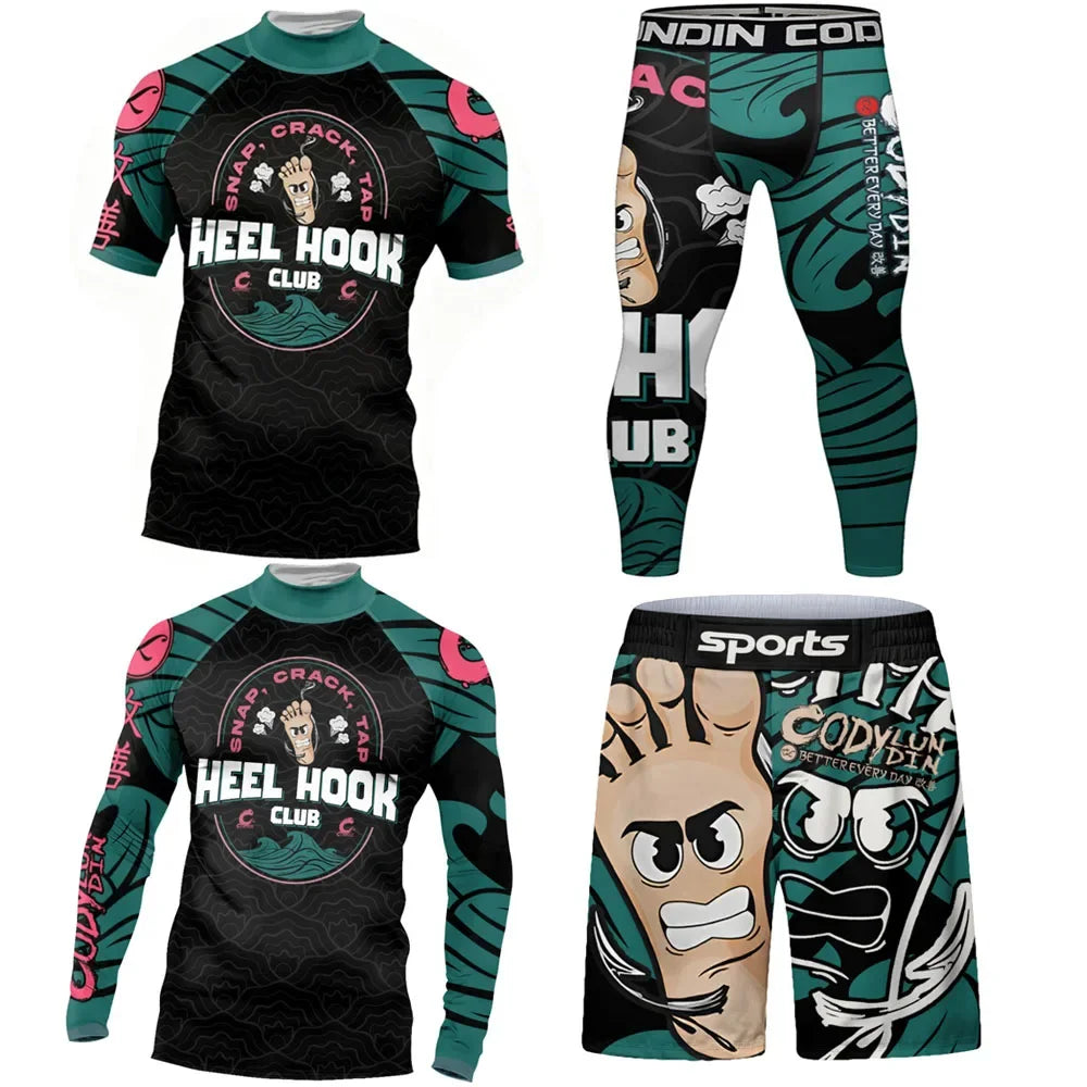 NEXAROK "Heel hook"  Combat Rashguard – Black/blue/pink