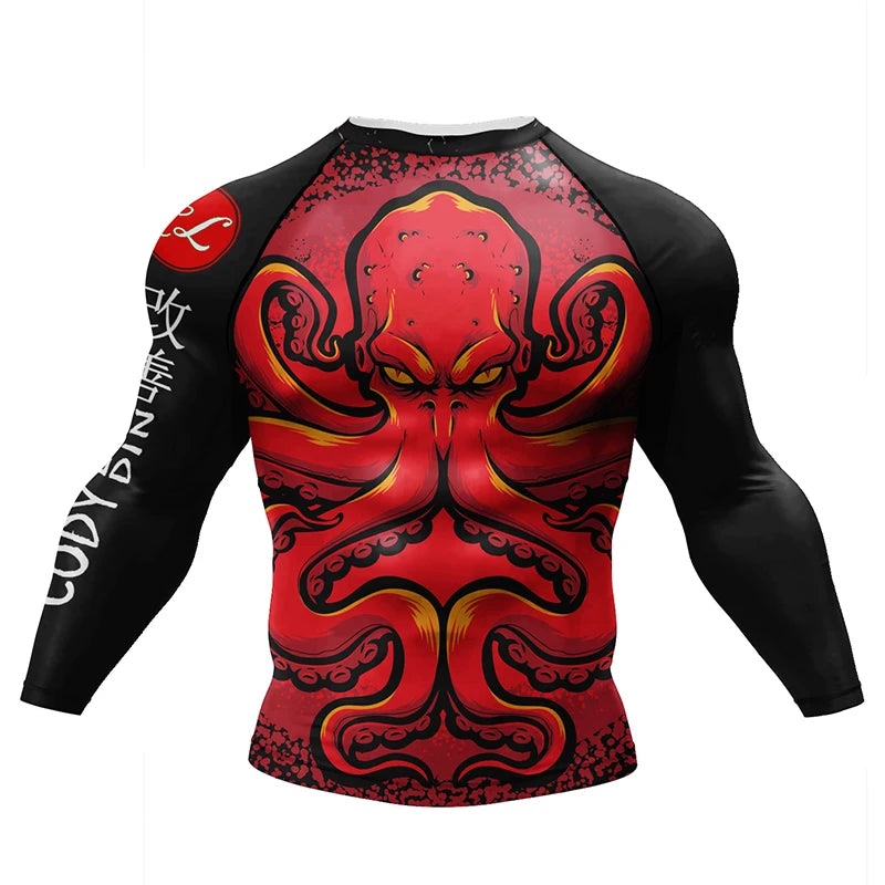 NEXAROK "BLOODLINE" Long Sleeve Combat Rashguard – Black/Red
