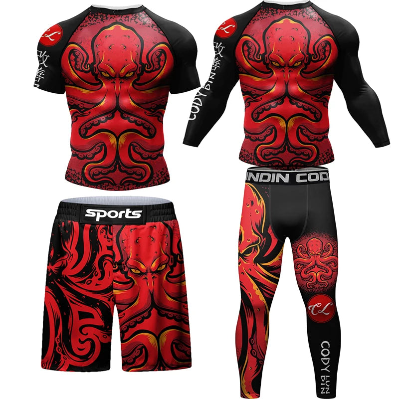 NEXAROK "BLOODLINE" Long Sleeve Combat Rashguard – Black/Red