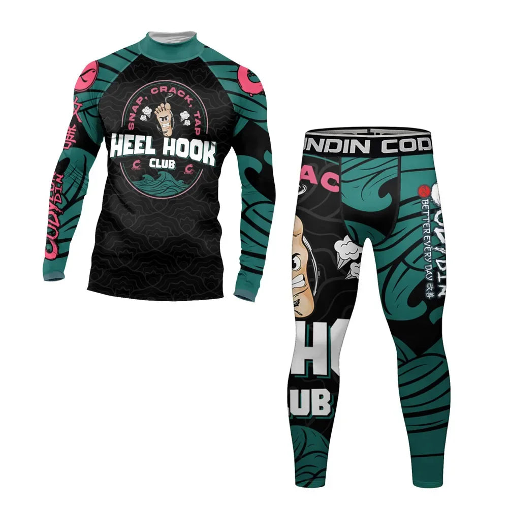 NEXAROK "Heel hook"  Combat Rashguard – Black/blue/pink