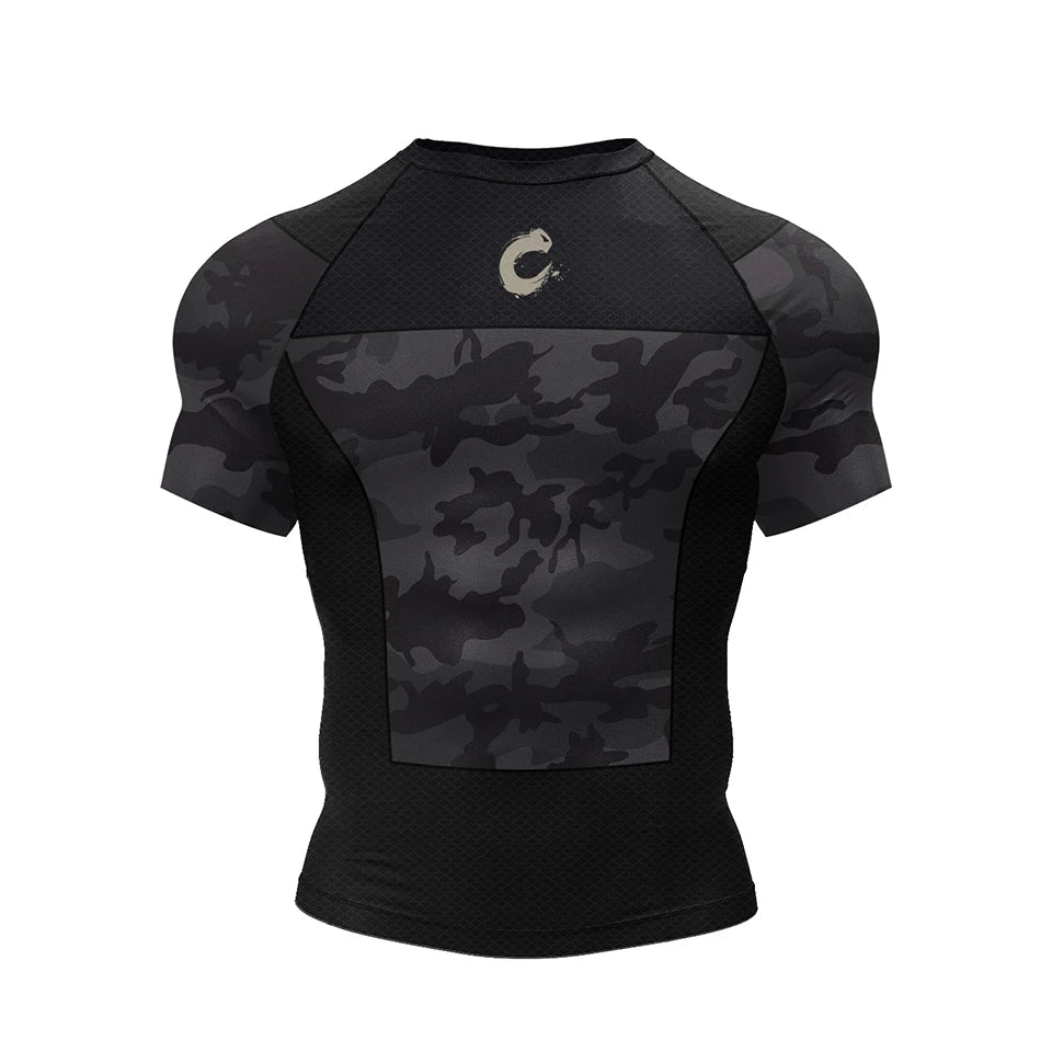 NEXAROK "WAR CORE" Long Sleeve Combat Rashguard – Black Camo