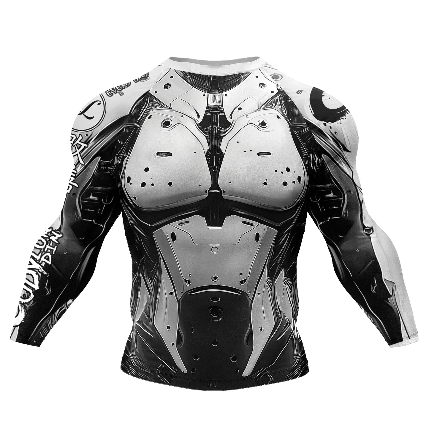 NEXAROK "SHADOW" Long Sleeve Combat Rashguard – White/Black