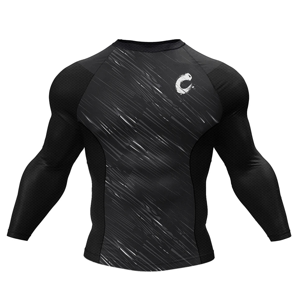 NEXAROK "SHADOW" Long Sleeve Combat Rashguard – White/Black