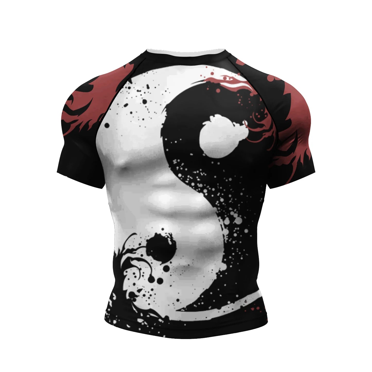 NEXAROK "VOID" Short Sleeve Combat Rashguard – Black/Red
