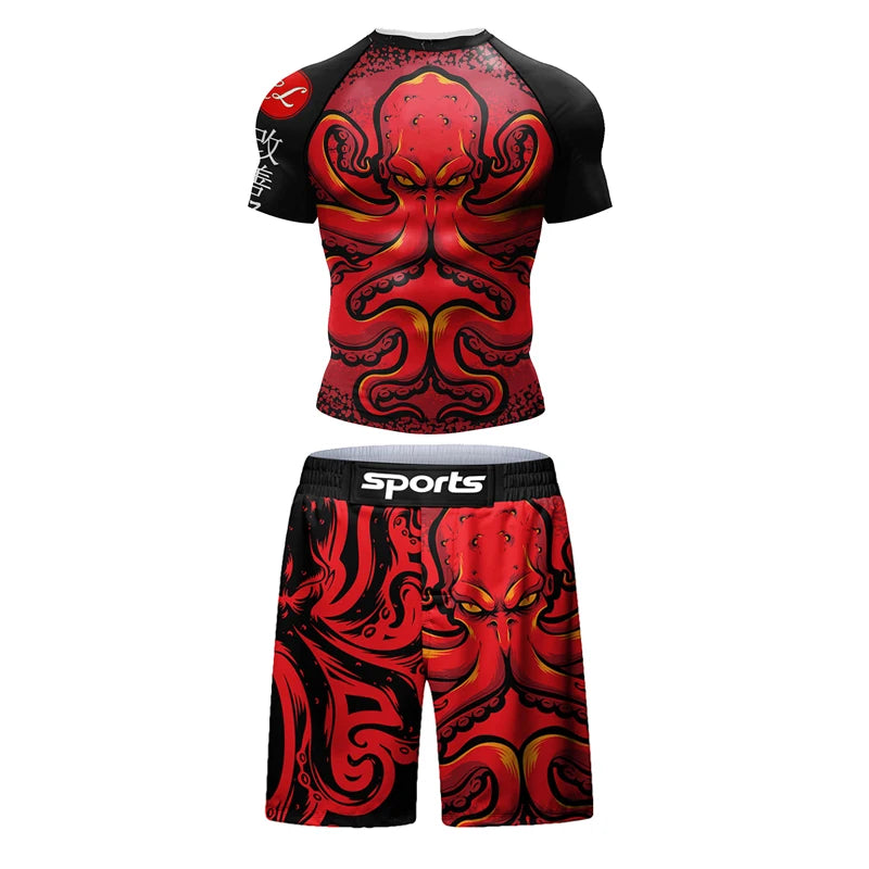 NEXAROK "BLOODLINE" Long Sleeve Combat Rashguard – Black/Red