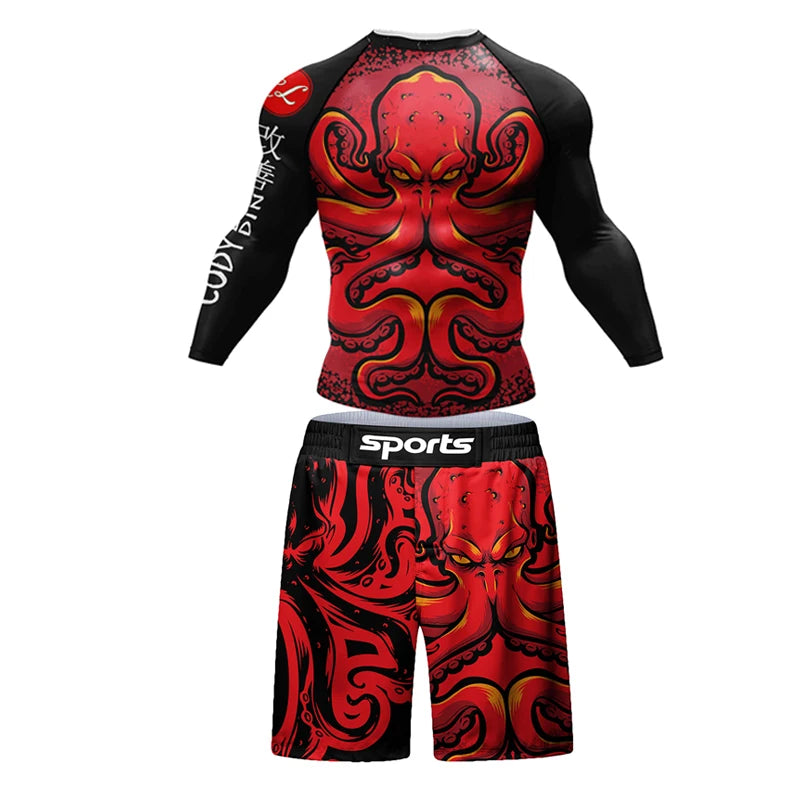 NEXAROK "BLOODLINE" Long Sleeve Combat Rashguard – Black/Red