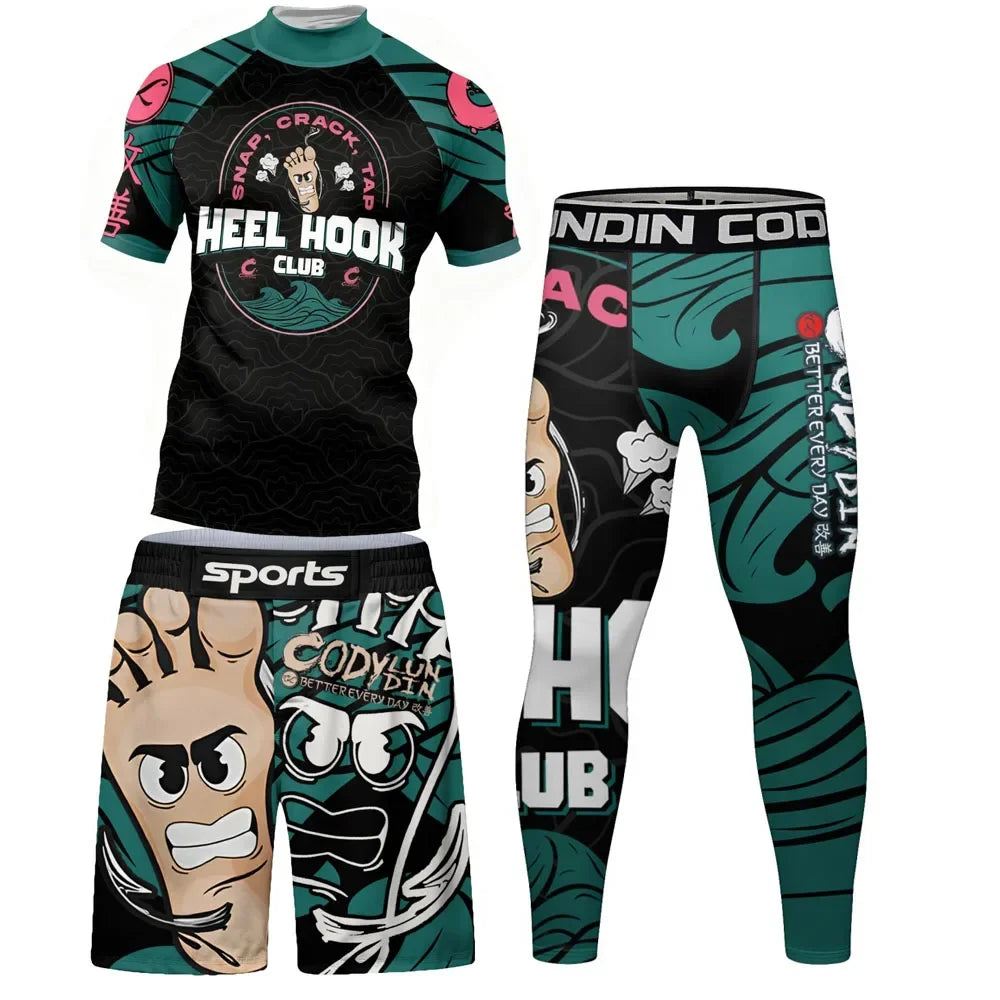 NEXAROK "Heel hook"  Combat Rashguard – Black/blue/pink