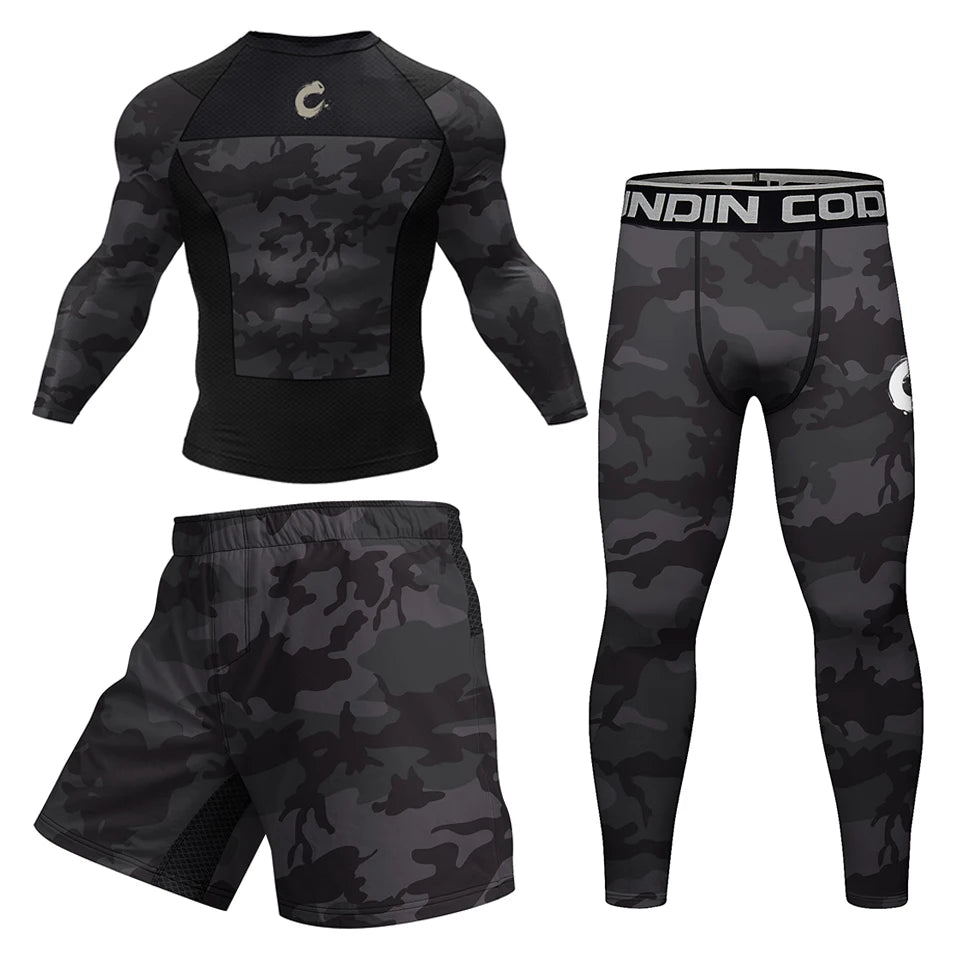 NEXAROK "WAR CORE" Long Sleeve Combat Rashguard – Black Camo