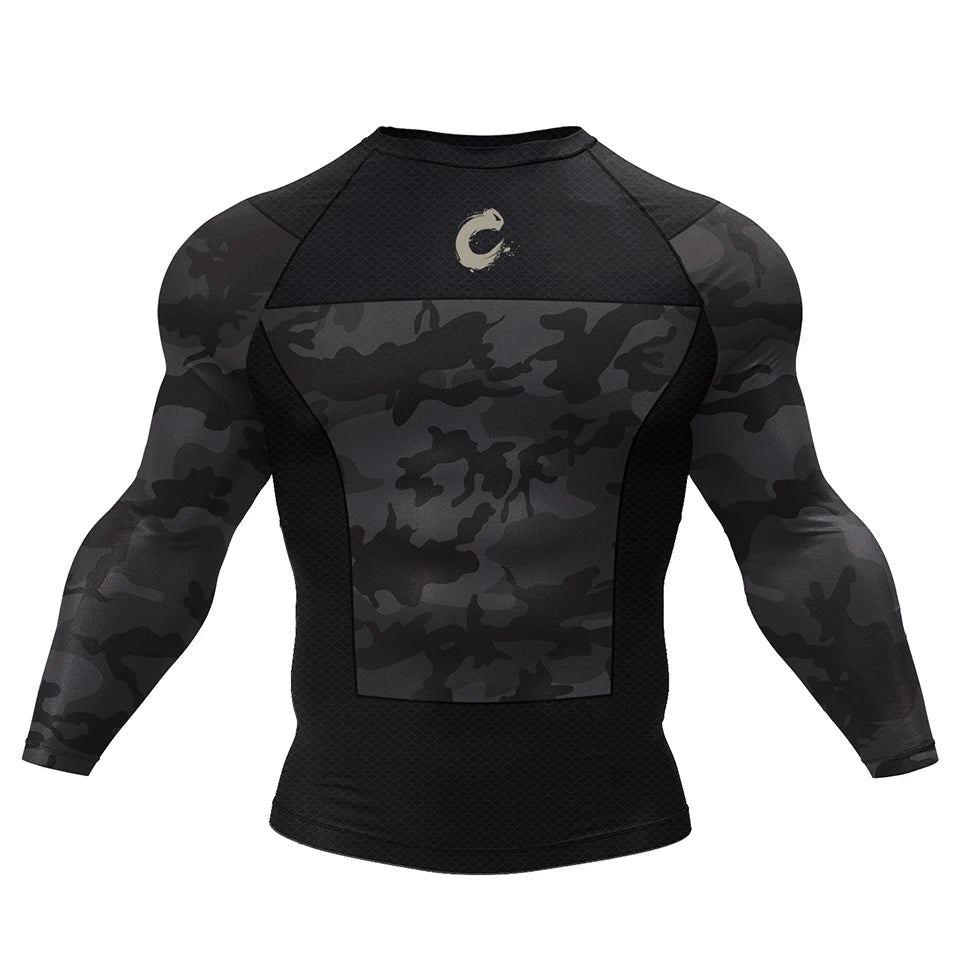 NEXAROK "SHADOW" Long Sleeve Combat Rashguard – White/Black