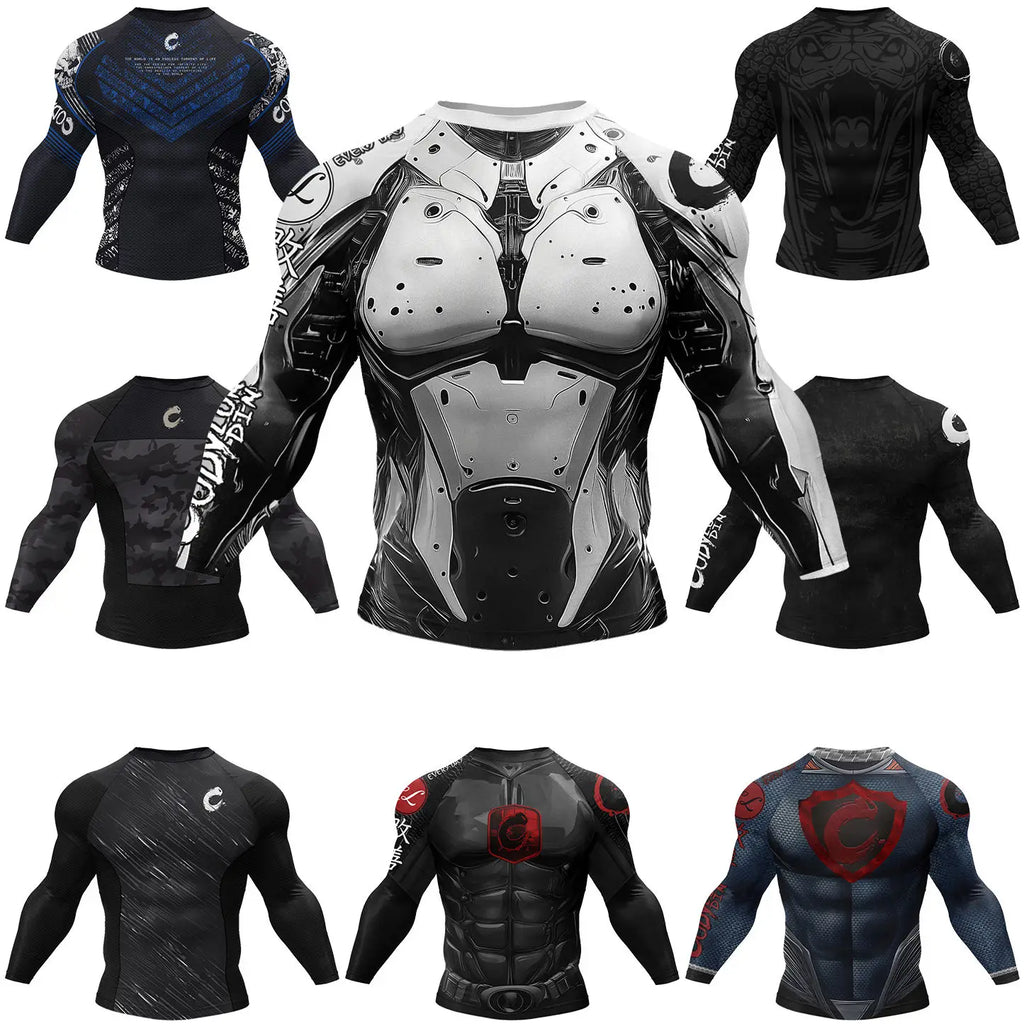 NEXAROK "SHADOW" Long Sleeve Combat Rashguard – White/Black