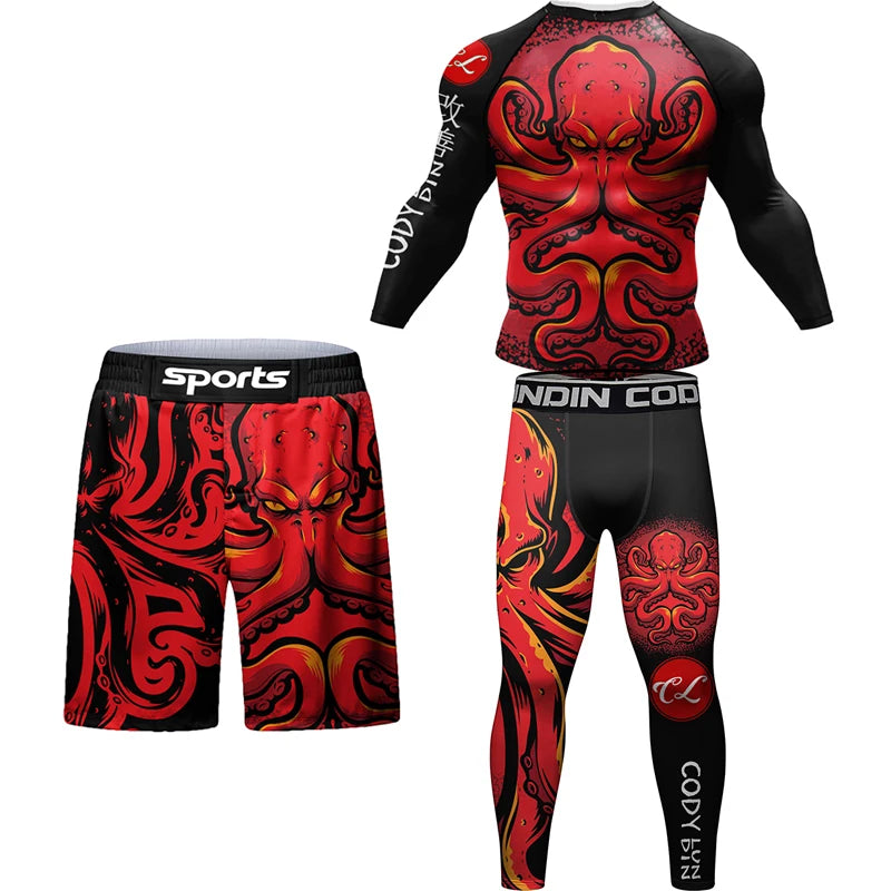 NEXAROK "BLOODLINE" Long Sleeve Combat Rashguard – Black/Red
