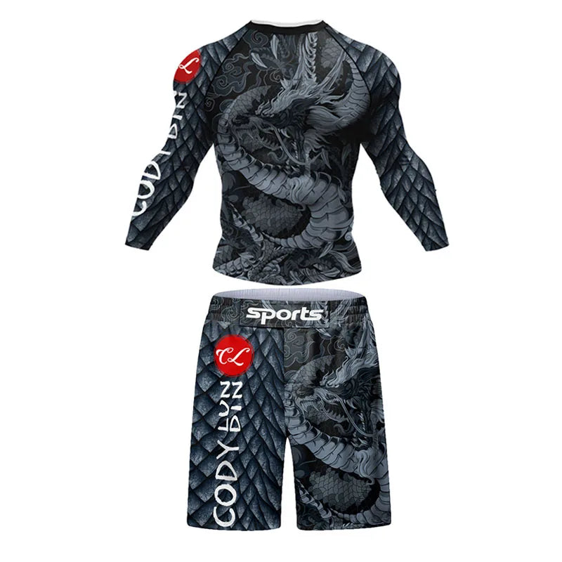 NEXAROK "BERSERK" Long Sleeve Combat Rashguard – Black/Charcoal