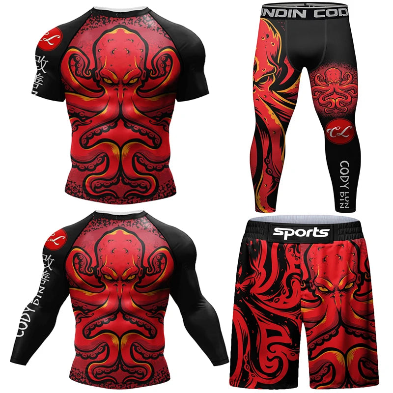 NEXAROK "BLOODLINE" Long Sleeve Combat Rashguard – Black/Red