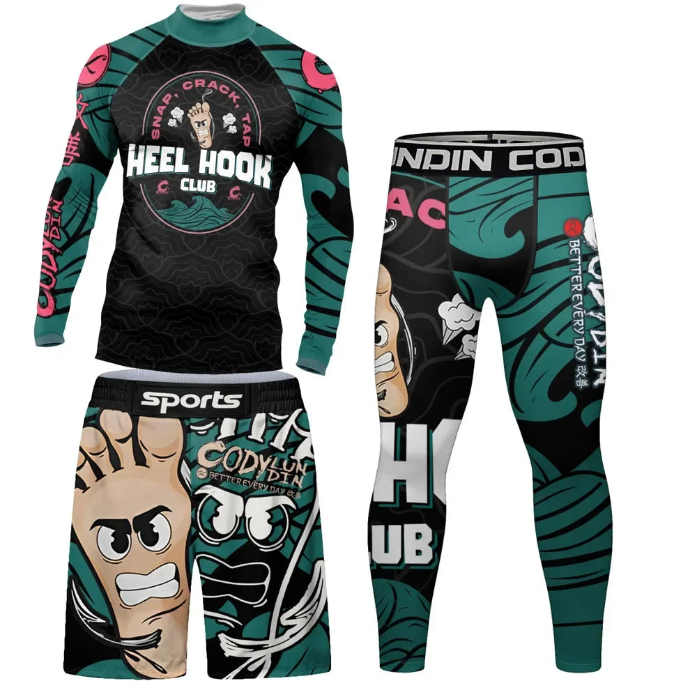NEXAROK "Heel hook"  Combat Rashguard – Black/blue/pink