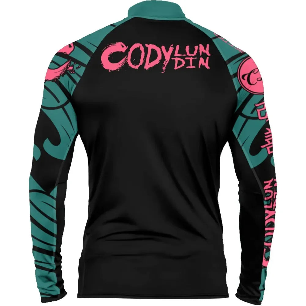 NEXAROK "Heel hook"  Combat Rashguard – Black/blue/pink