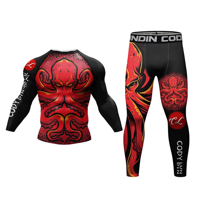 NEXAROK "BLOODLINE" Long Sleeve Combat Rashguard – Black/Red